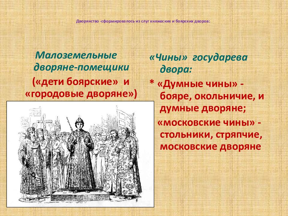 Какое 1 сословие. Дети Боярские дворовые. Сословия дворяне бояре. Дворянство 17 века в России. Основные сословия российского общества.