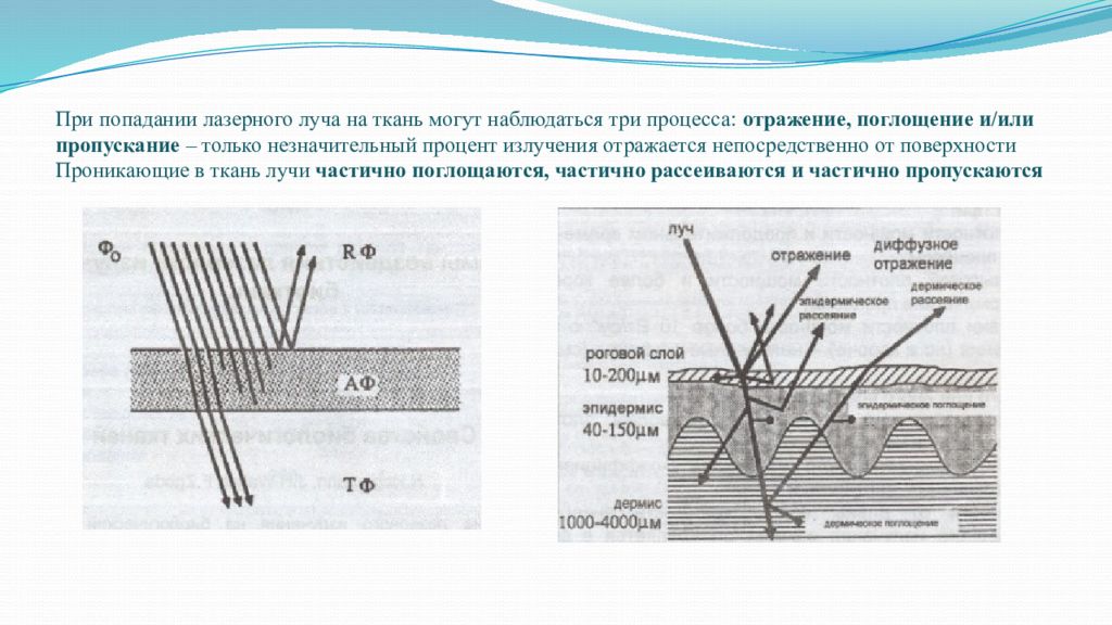 На рисунке представлены эффекты высокоинтенсивного лазерного излучения на биологические ткани где