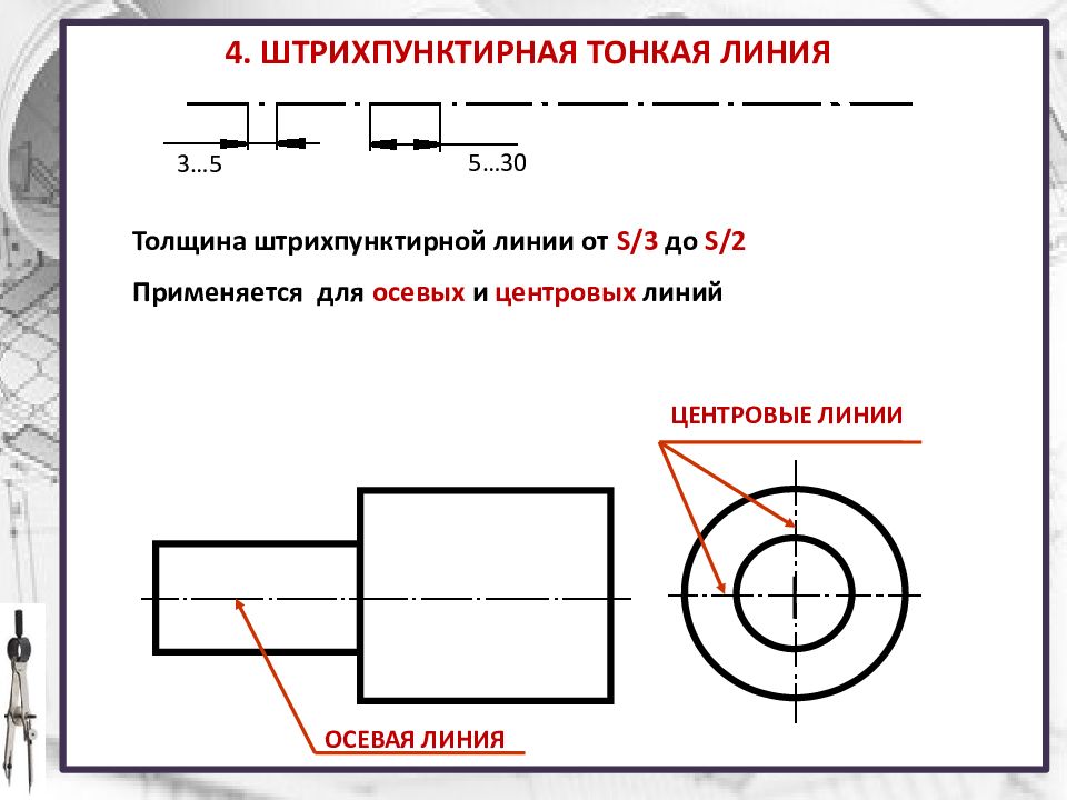 Относительно толщины какой линии задаются толщины всех других линий чертежа тест