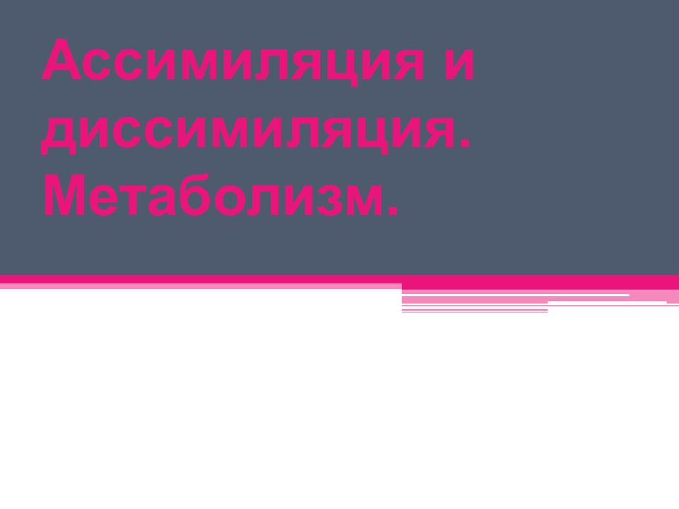 Ассимиляция и диссимиляция. Метаболизм.