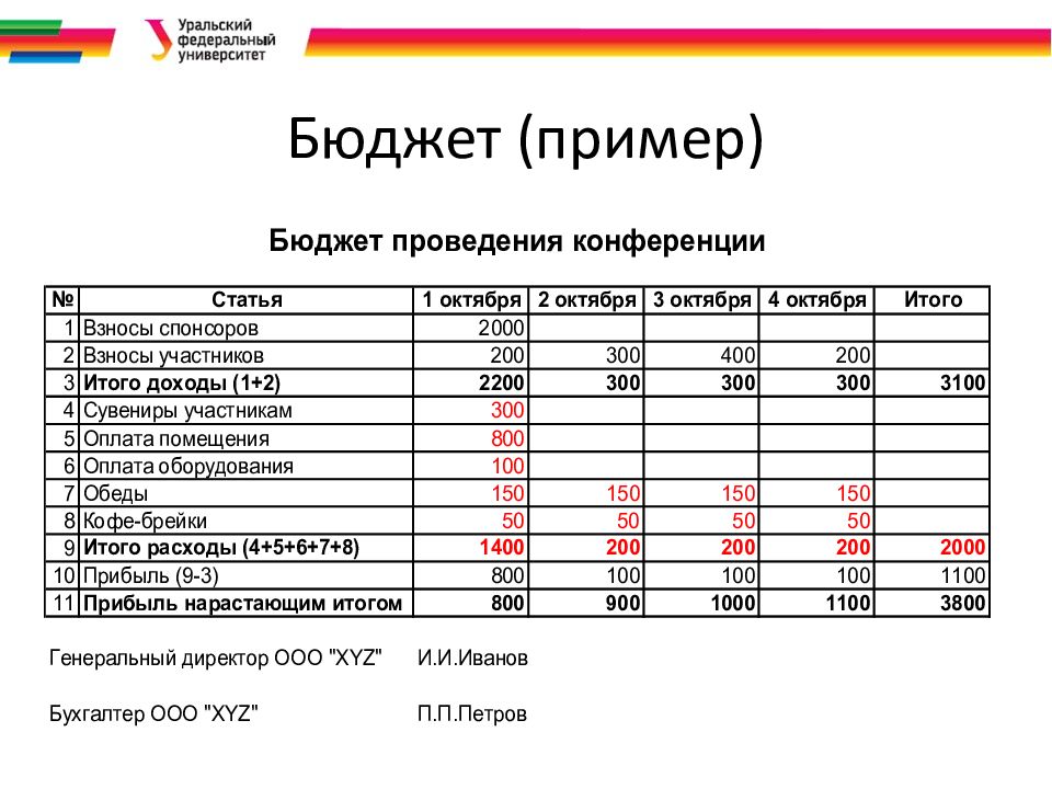 Виды бюджета проекта