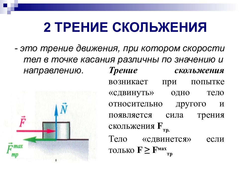 Коэффициент трения скольжения покоя. Формула для вычисления модуля силы трения скольжения. Таблица сил трения : скольжения, качения и покоя.