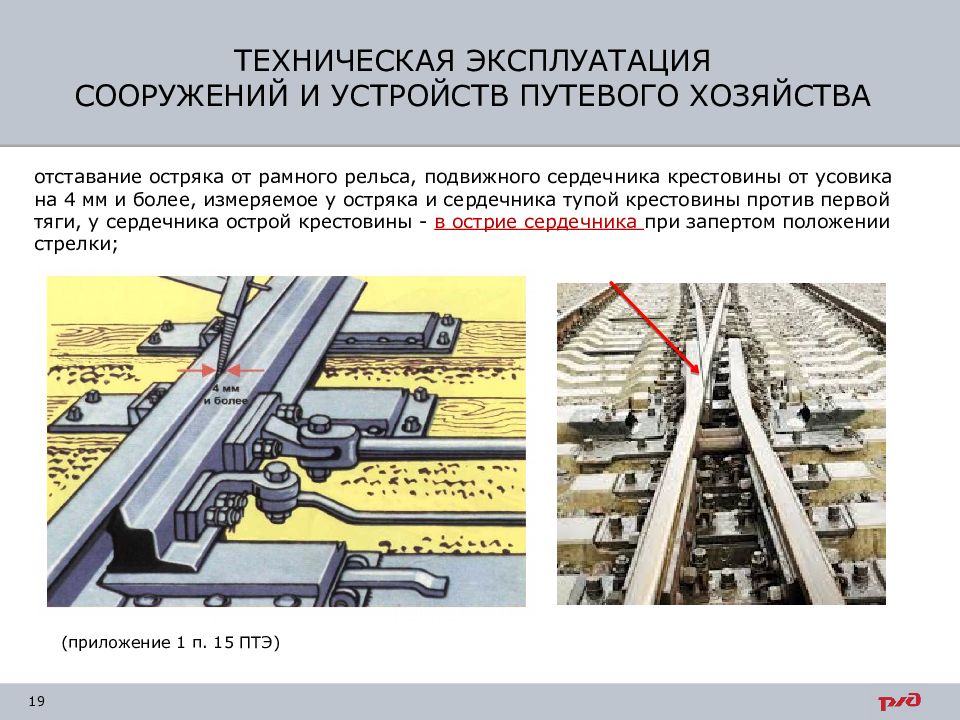 Положение стрелки. Отставание остряка от рамного рельса на 4 мм и более. Подвижной сердечник крестовины от усовика. Отставание остряка от рамного рельса. Отставание подвижного сердечника крестовины от усовика.