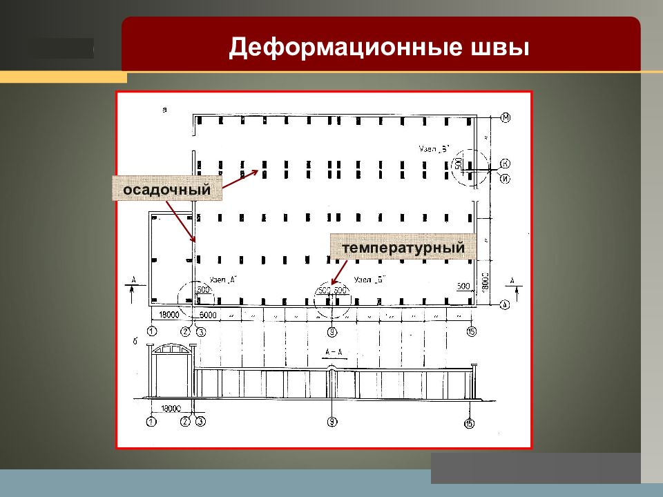 Деформационный шов на плане