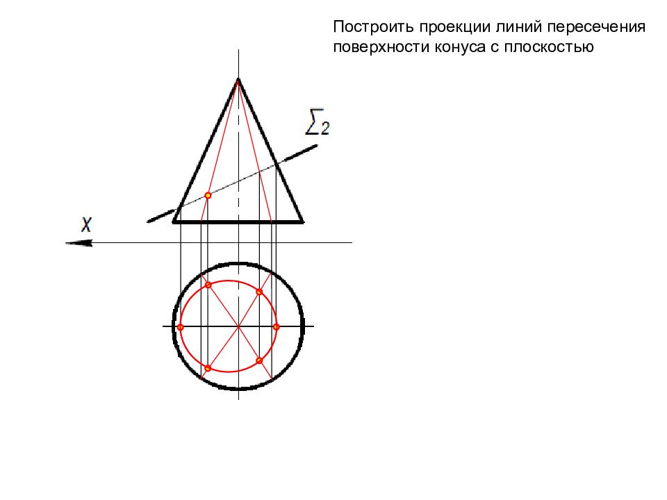 Построение недостающей проекции точки на поверхности вращения изображенной на рисунке может быть