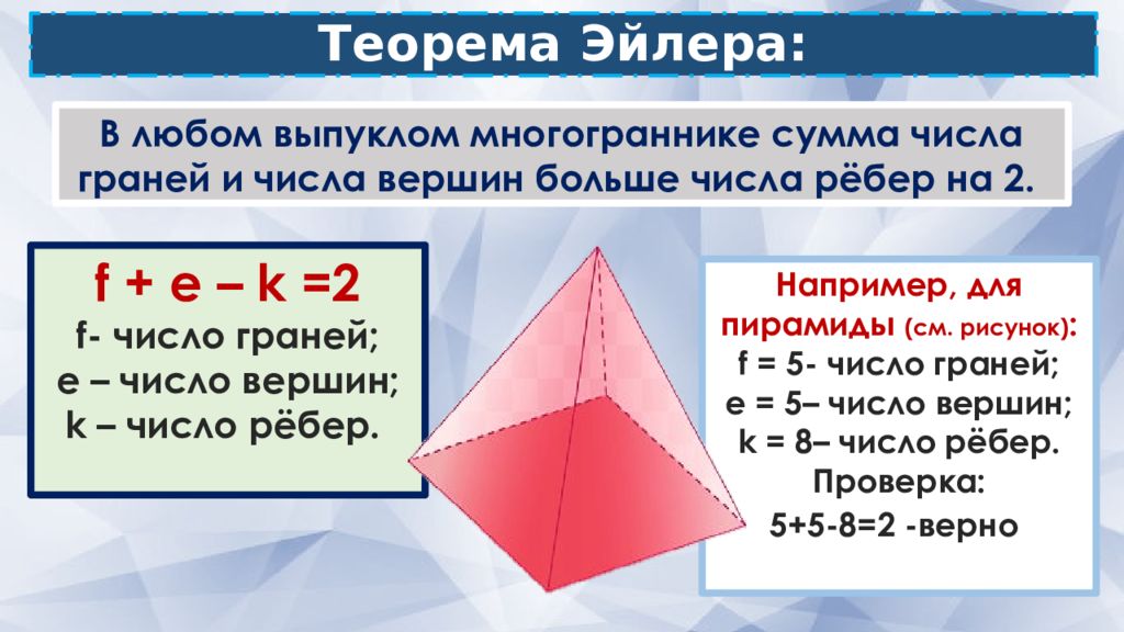 Многогранники теорема эйлера презентация