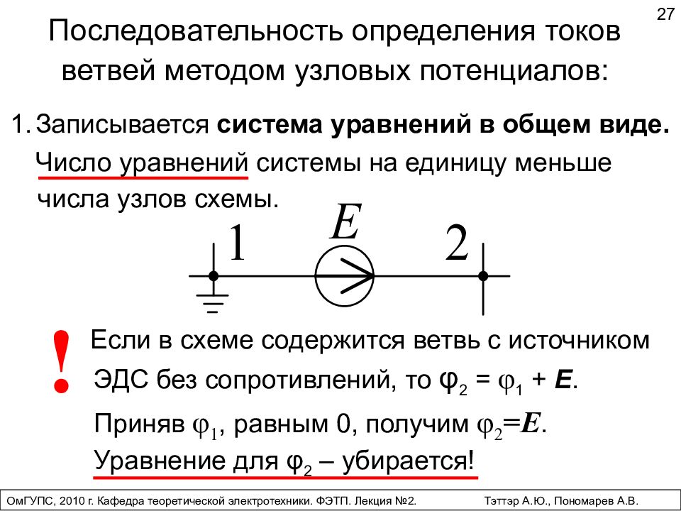 Ток в ветви с эдс