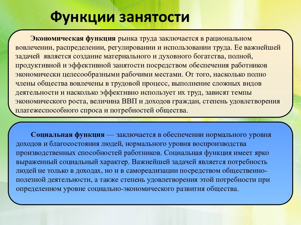 Функции социально экономического развития. Функции занятости. Основные функции занятости. Функции службы занятости. Экономическая функция занятости.