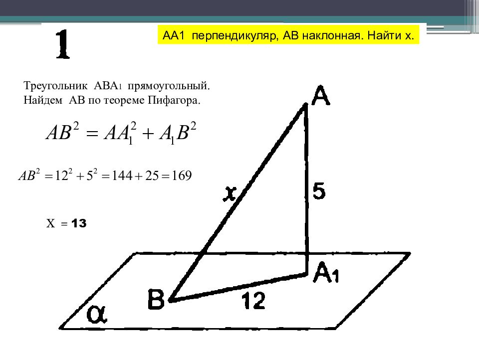 Перпендикуляр и 2 наклонные. 10.11 Перпендикуляр и Наклонная. Аа1 перпендикуляр. Перпендикуляр Наклонная проекция 10 класс. Перпендикуляр и Наклонная 10 класс задачи.