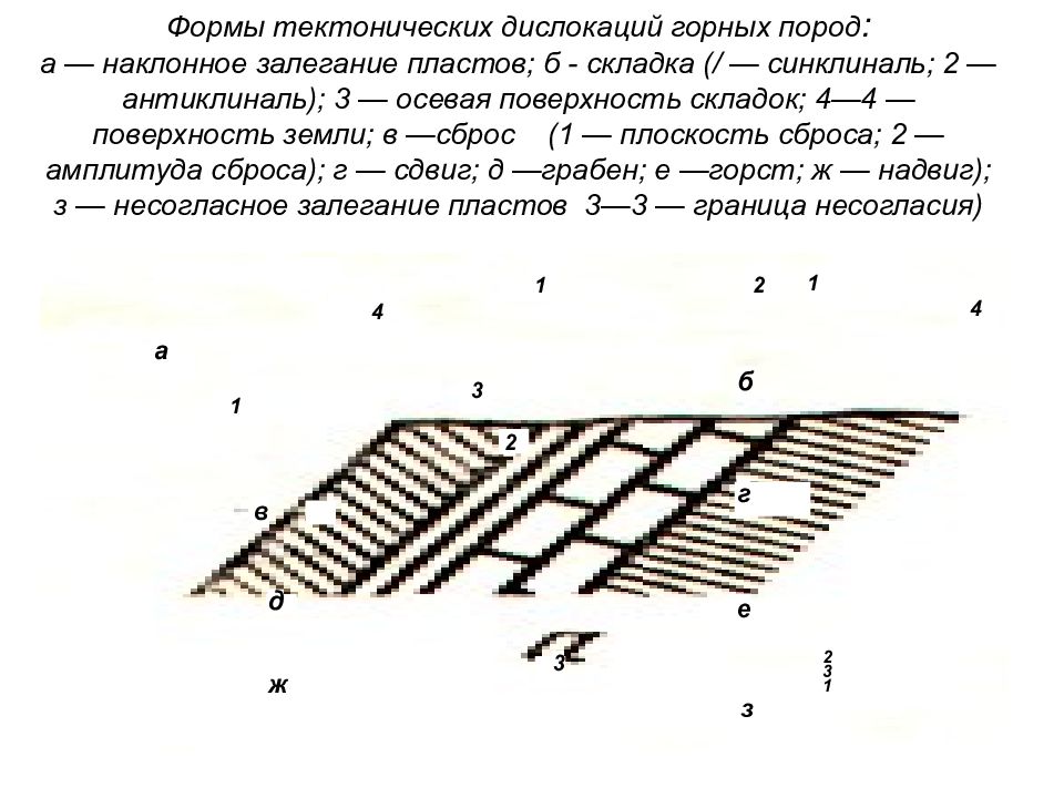 Назовите форму дислокации горных пород изображенную на схеме