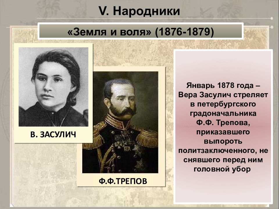 1878 трепов. Засулич народная Воля. Засулич народничество.