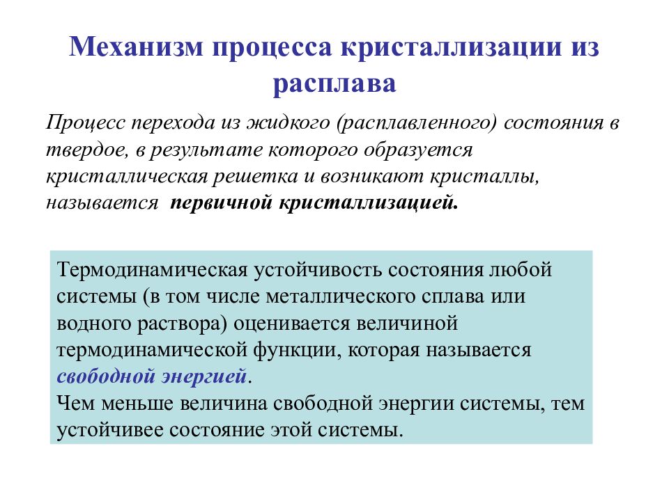 Опишите основные закономерности процесса кристаллизации металлов ответ поясните схемами