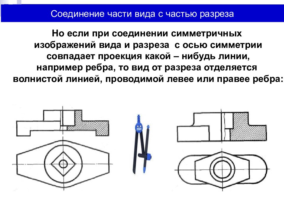 Как отличить вид от разреза на чертеже