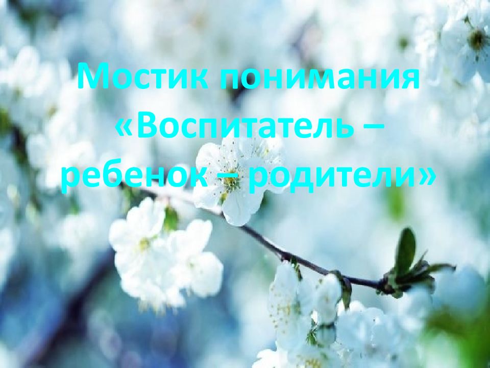 Мостик понимания «Воспитатель – ребенок – родители»