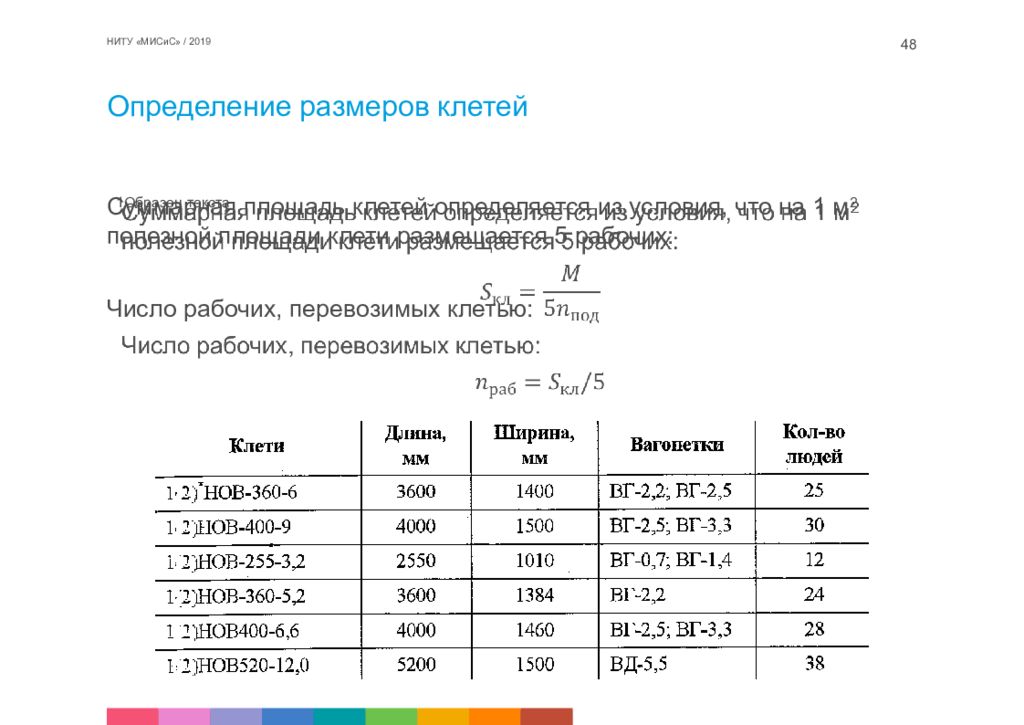 48 измерений. Расчетное количество рабочих перевозимых в клети. Число клетей. Решение задач по строительной геотехнологии. Габарит клети.