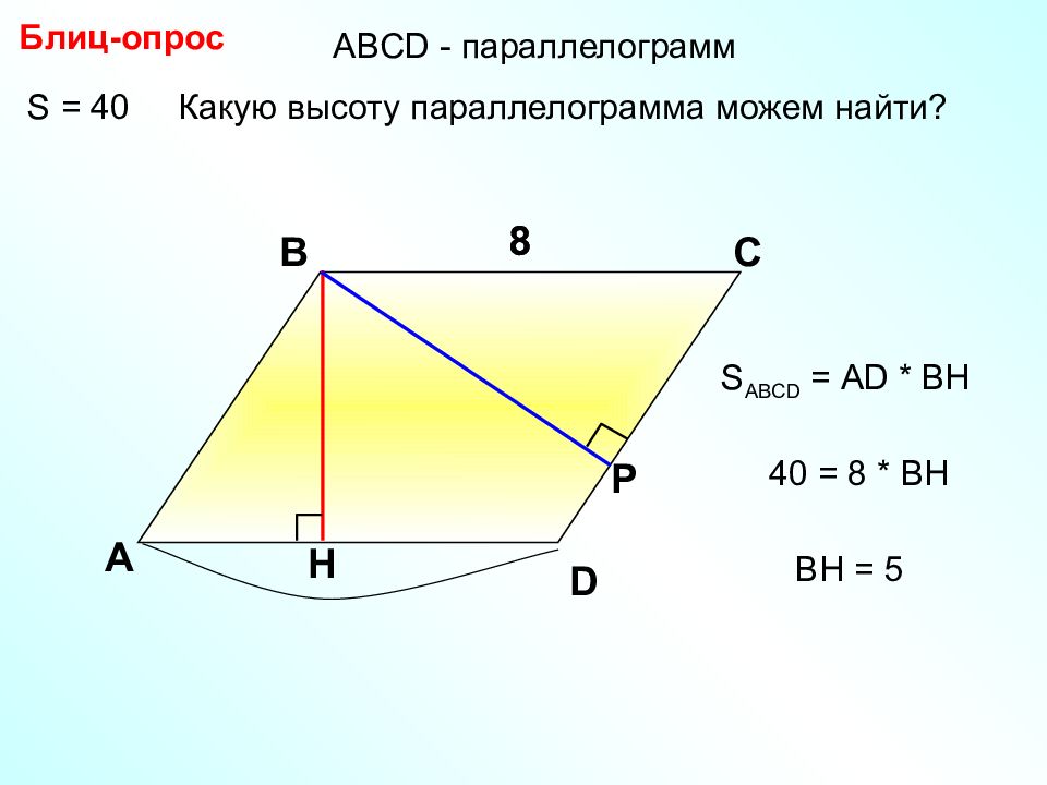 Площадь параллелограмма 8 класс геометрия презентация