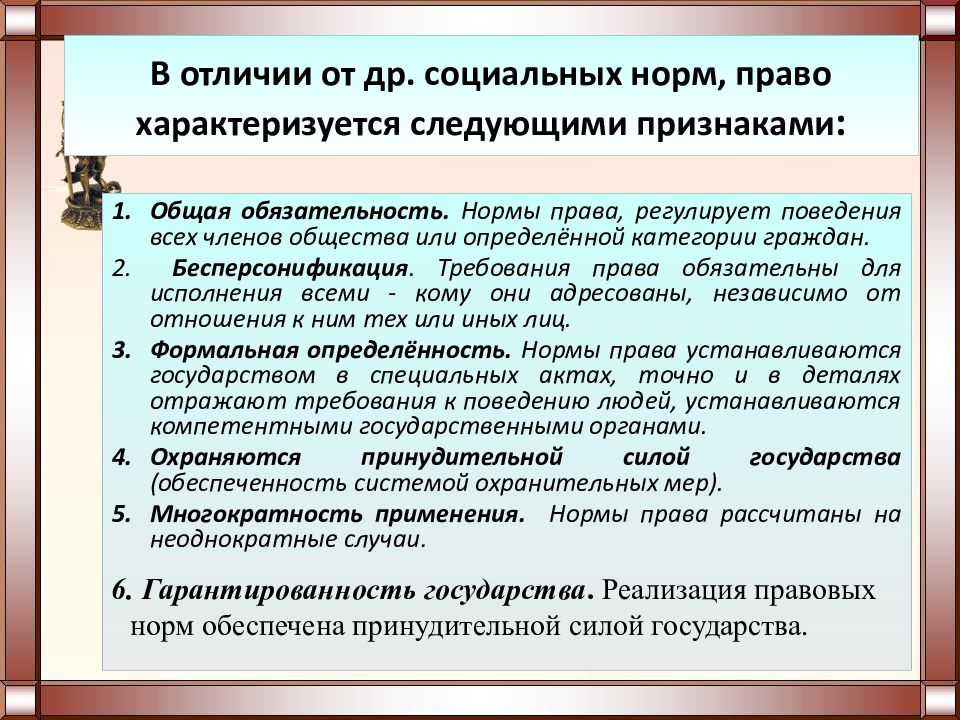 Право характеризует. Сущность нормы права. Конституционное право характеризуется следующими признаками:.