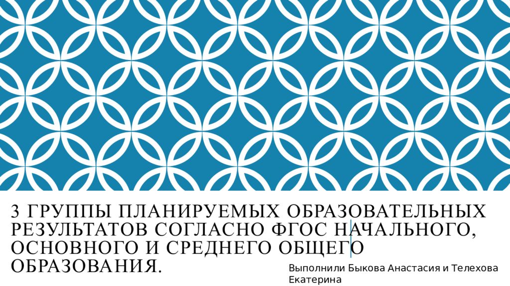 3 группы планируемых образовательных результатов согласно ФГОС начального, основного и среднего общего образования.