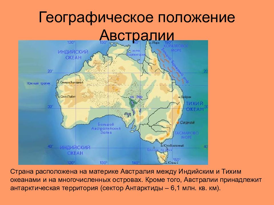 Описание материка австралия по плану
