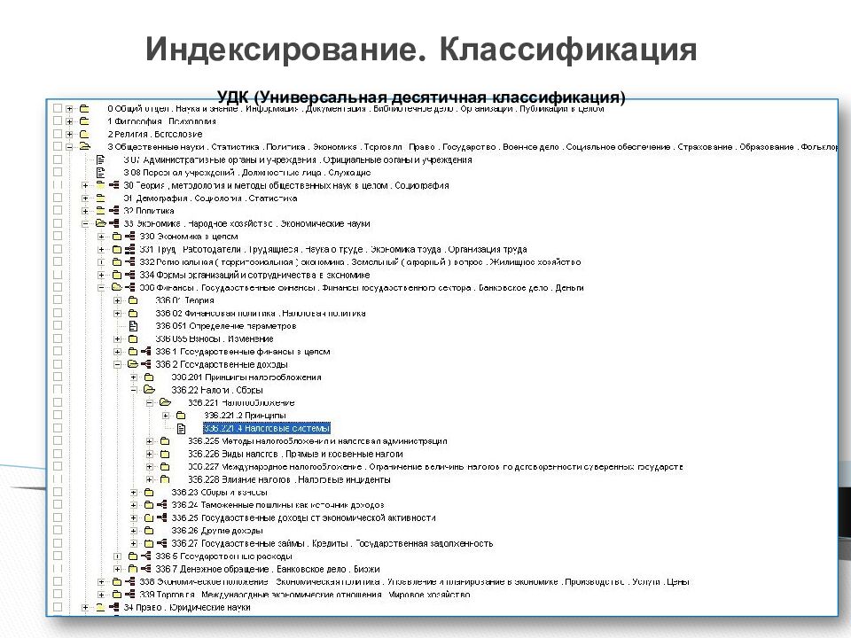 Индексирование. Классификация УДК ( Универсальная десятичная классификация )