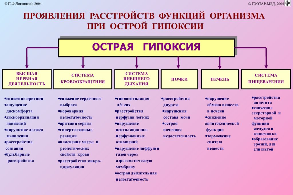 Гипоксии организма. Расстройства функций организма при острой гипоксии. Нарушение функции и структуры органов при гипоксии. Нарушение обмена веществ при острой и хронической гипоксии. Нарушение физиологических функций при гипоксии.