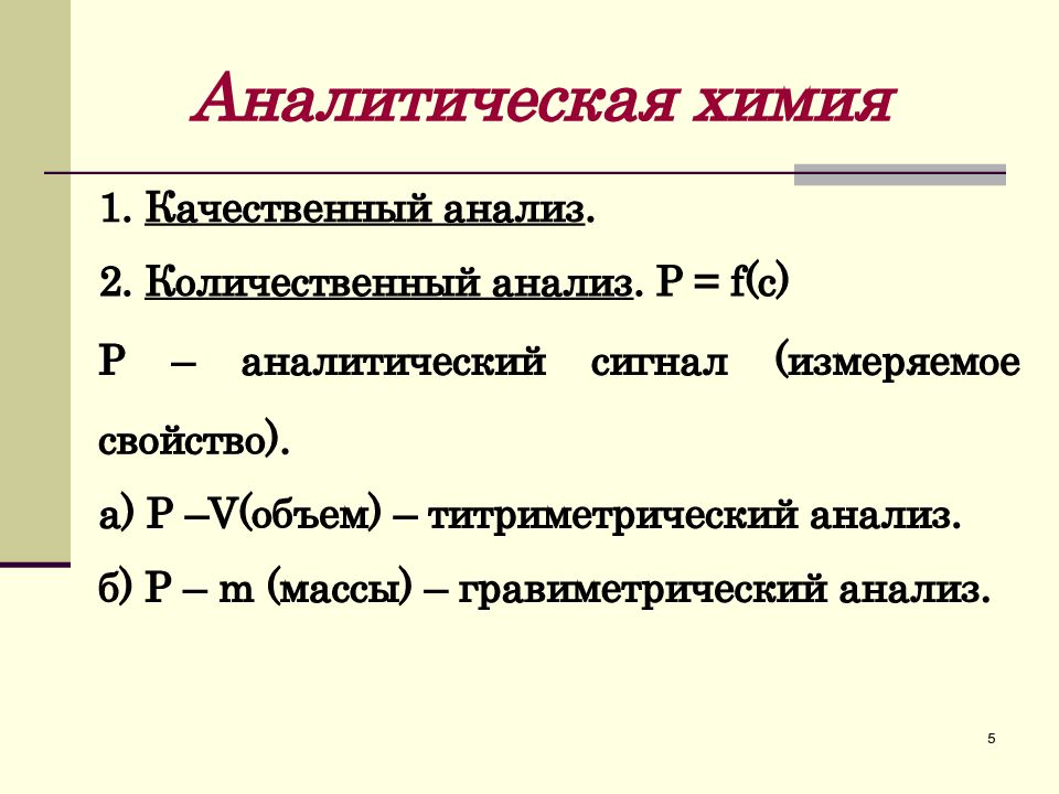 Качественные и количественные химия