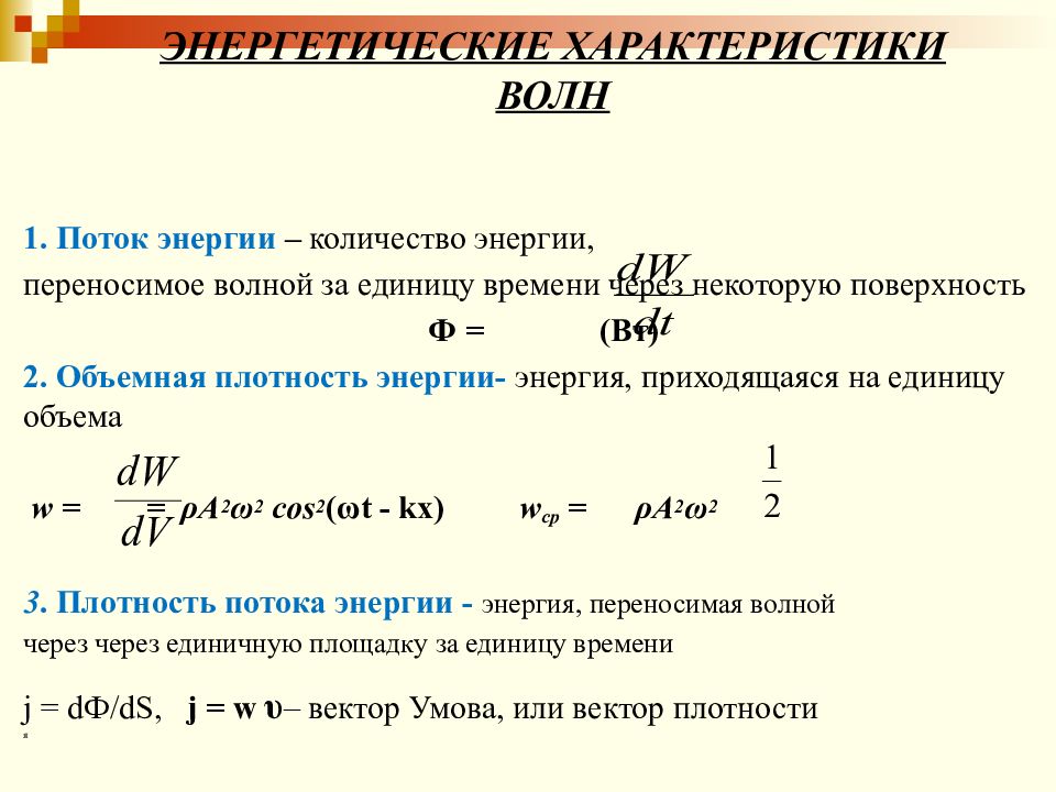 Энергетические характеристики. Энергетические характеристики волны. Энергетические характеристики механических волн. Характеристики волны в физике. 3. Энергетические характеристики волны.