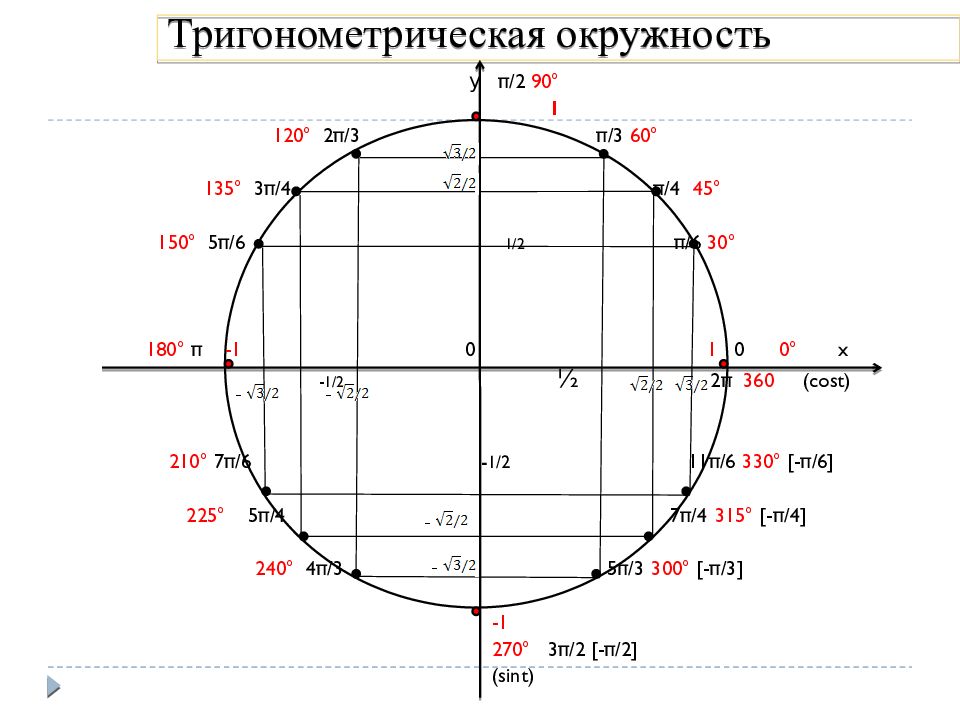 Тригонометрический круг картинки