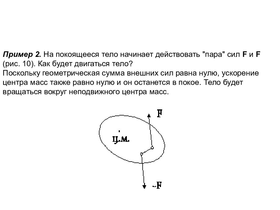 Ускорение центра масс. Примеры тела которое покоится. На покоящееся тело начинают действовать три силы. Покоящееся тело. Пара сил что будет с телом.