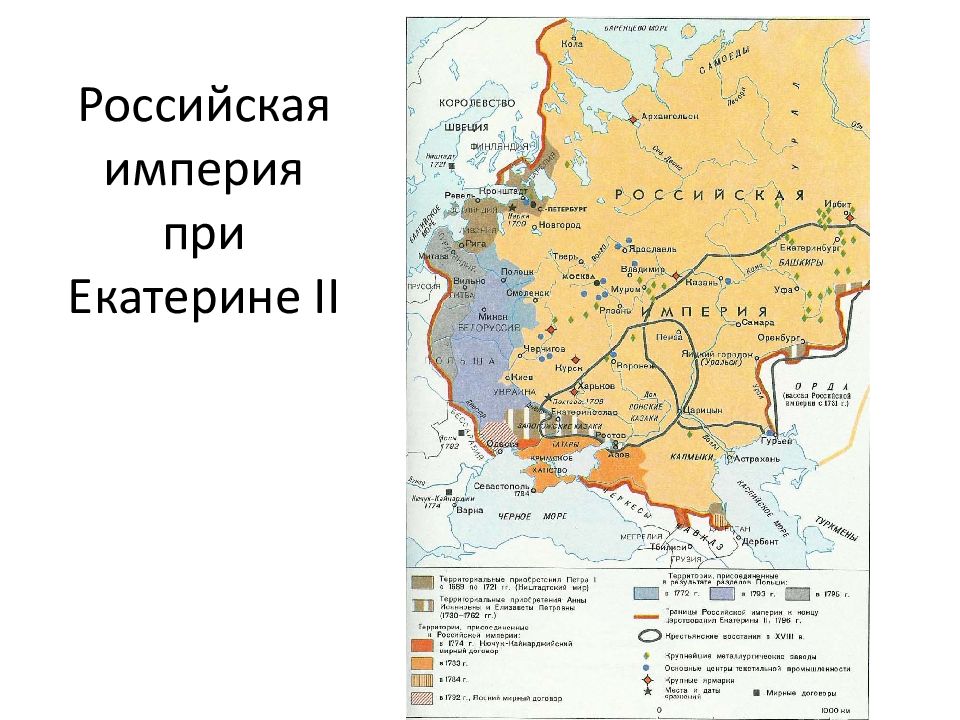 Карта российской империи во второй половине 18 века