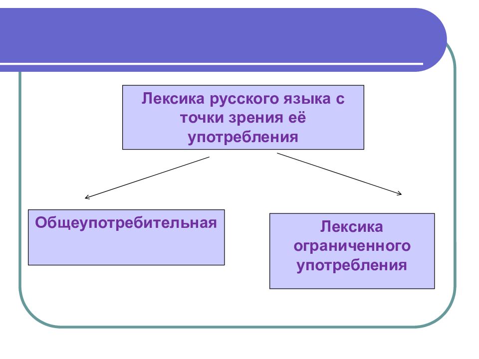 Лексика с точки зрения употребления схема