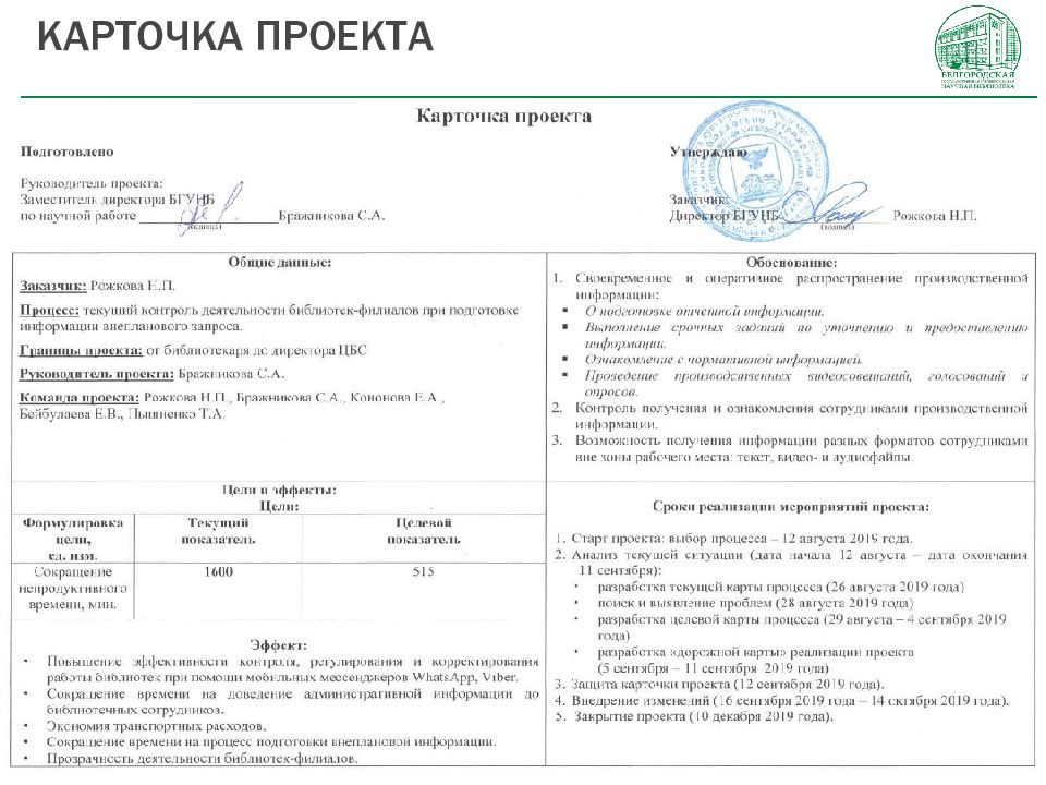 Паспорт проекта бережливая поликлиника пример оформления