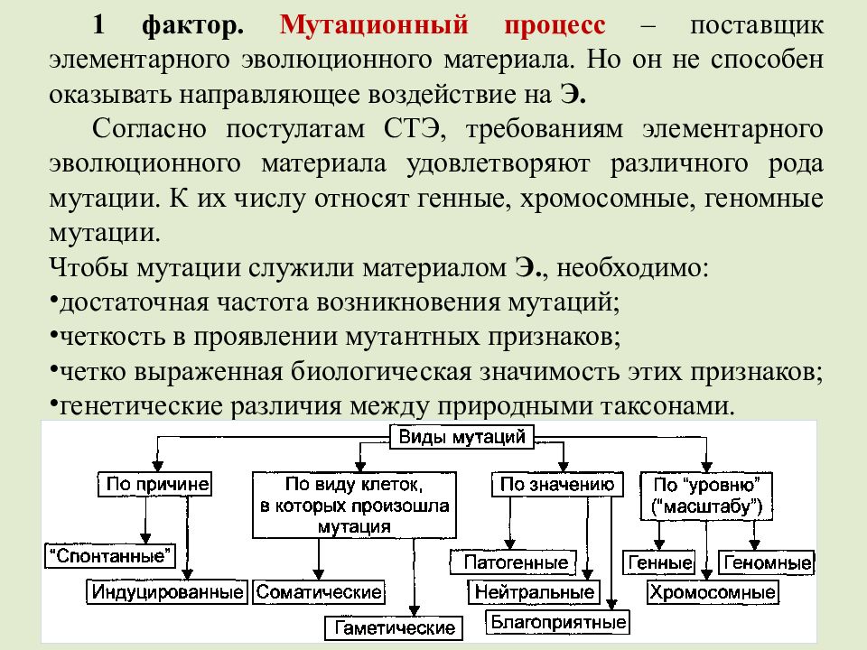 Мутационный процесс. Согласно эволюционной теории мутационный процесс. Синтетическая теория эволюции мутационная. Факторы эволюции согласно синтетической теории эволюции. Факторы-поставщики эволюционного материала..