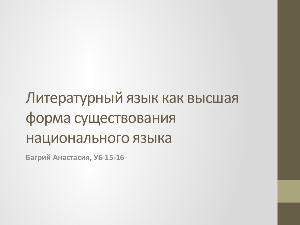 Литературный язык как высшая форма существования национального языка