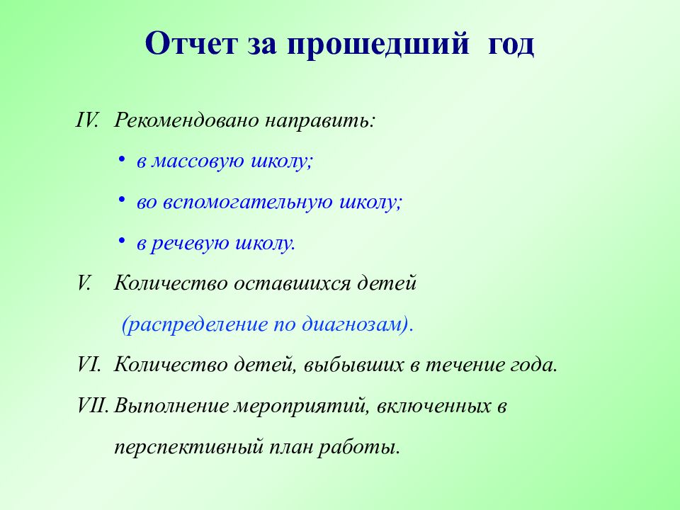 Годовой отчет учителя логопеда в школе