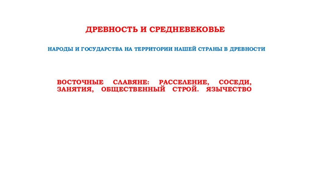 Восточные славяне: расселение, соседи, занятия, общественный строй. Язычество