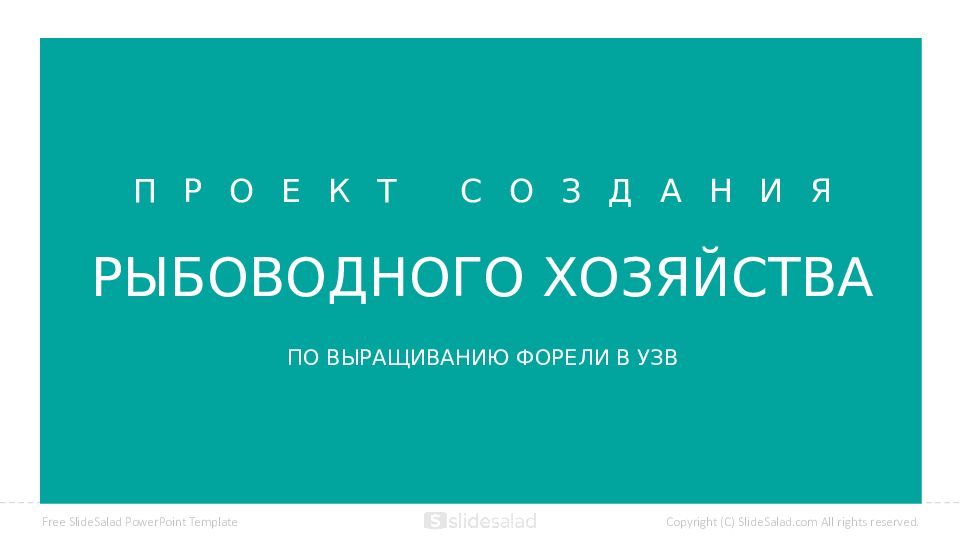 РЫБОВОДНОГО ХОЗЯЙСТВА ПРОЕКТ СОЗДАНИЯ ПО ВЫРАЩИВАНИЮ ФОРЕЛИ В УЗВ