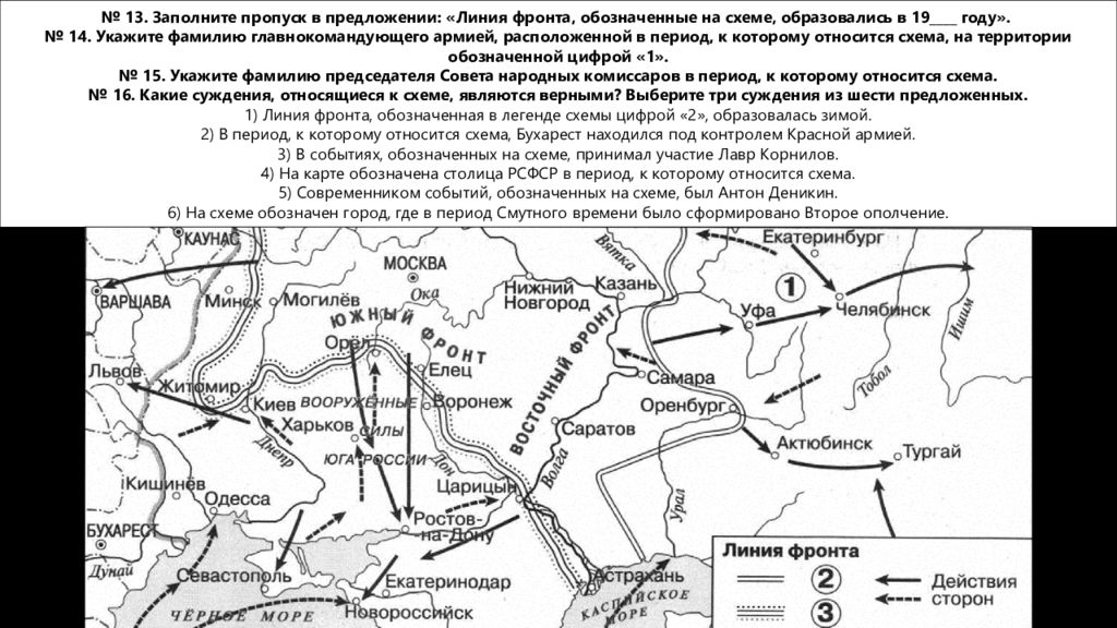 Значительный урон тылам белогвардейских войск действия которых обозначены на схеме наносила армия