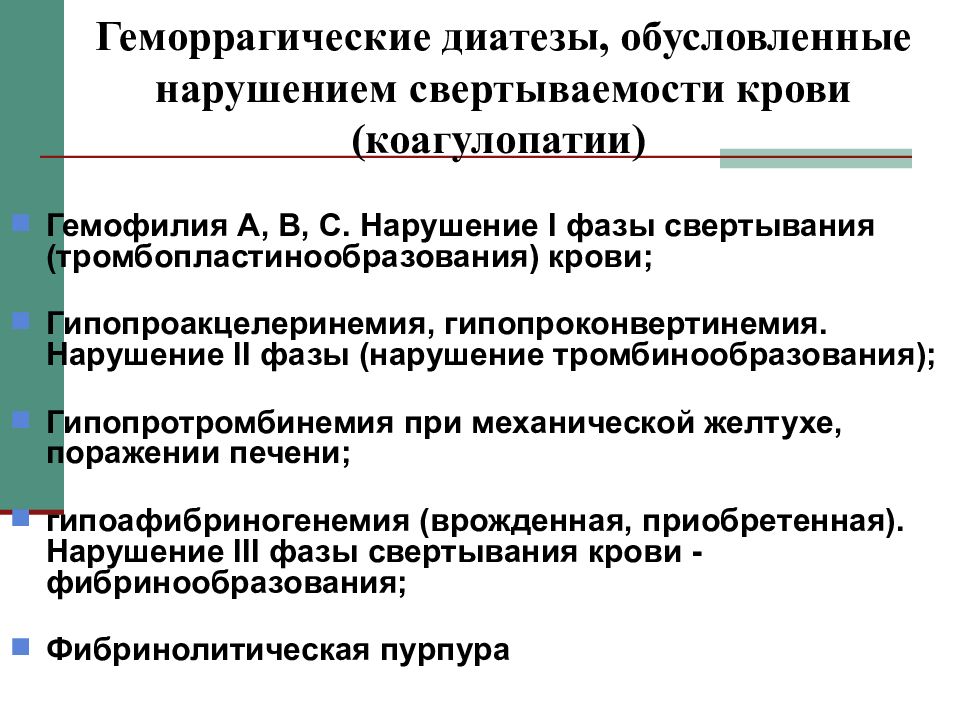 Геморрагические диатезы презентация