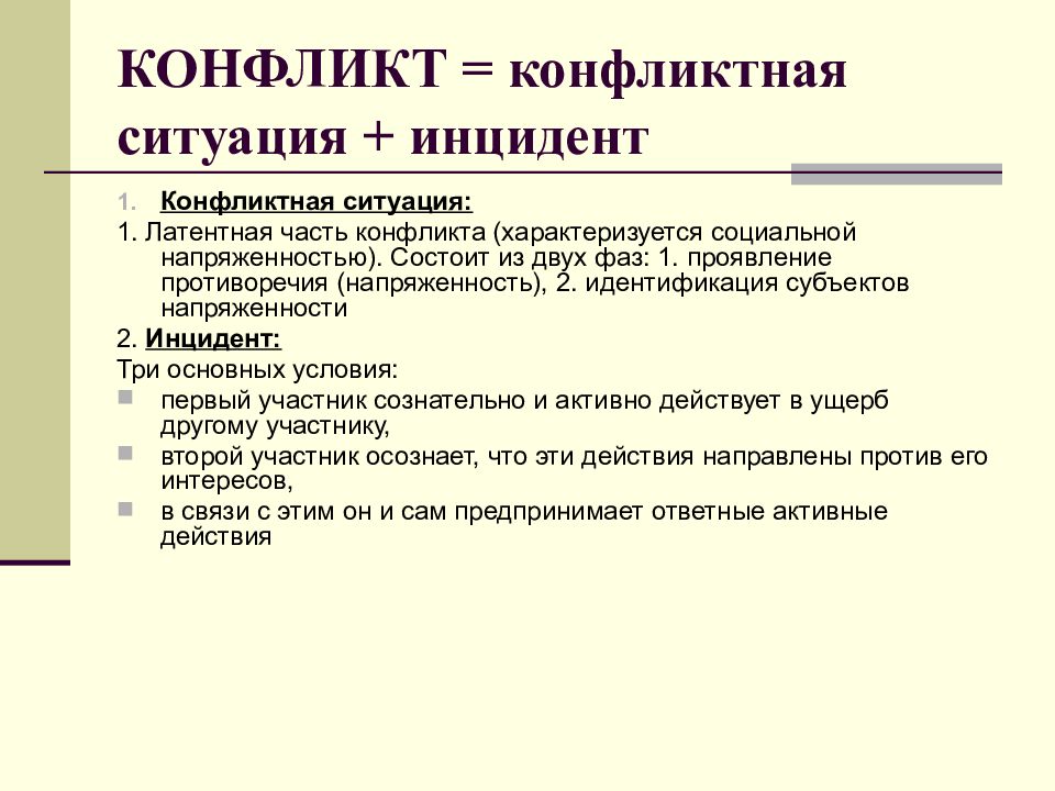 Конфликт и конфликтная ситуация