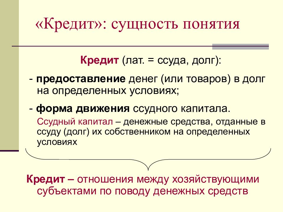 Сущность кредита